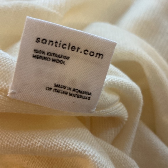 SANTICLER JULIA V-NECK PULLOVER WITH PEARL BEADING IN CREAM Sz 1 - Picture 8 of 9